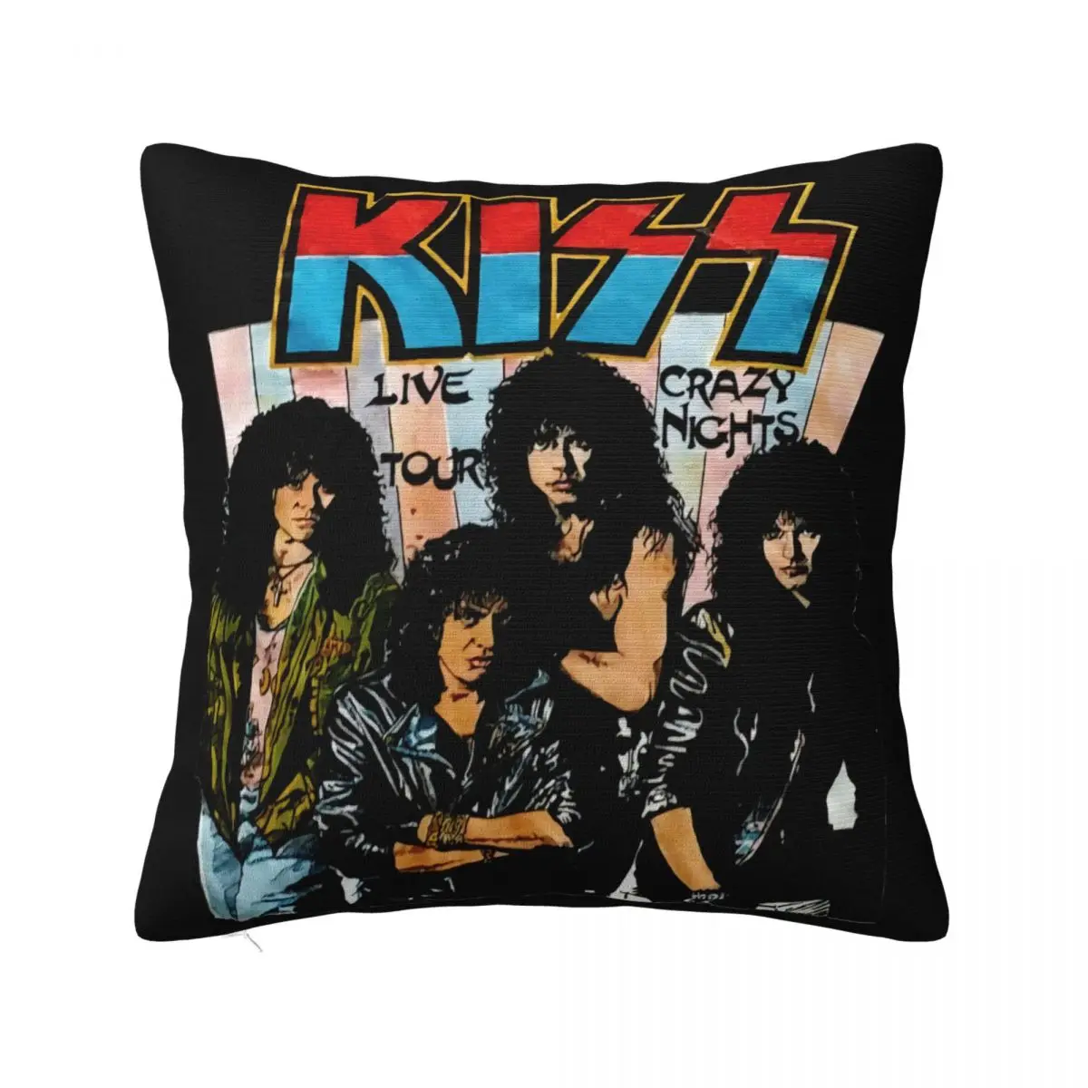 1988 Kiss Ted Nugent Double Sided Crazy Nights Band White Unsex Bc012 Science Pillow Case