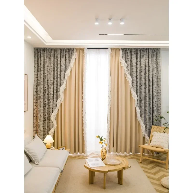 

French Luxury Curtains for Living Room Bedroomlace Blackout Princess Girl Retro American Country Villa Pastoral Retro Print