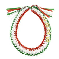 Customized National Flag Series 2025 Graduation Shawl wreath Handwoven Multicolor Ribbon National Flag Graduation Lei