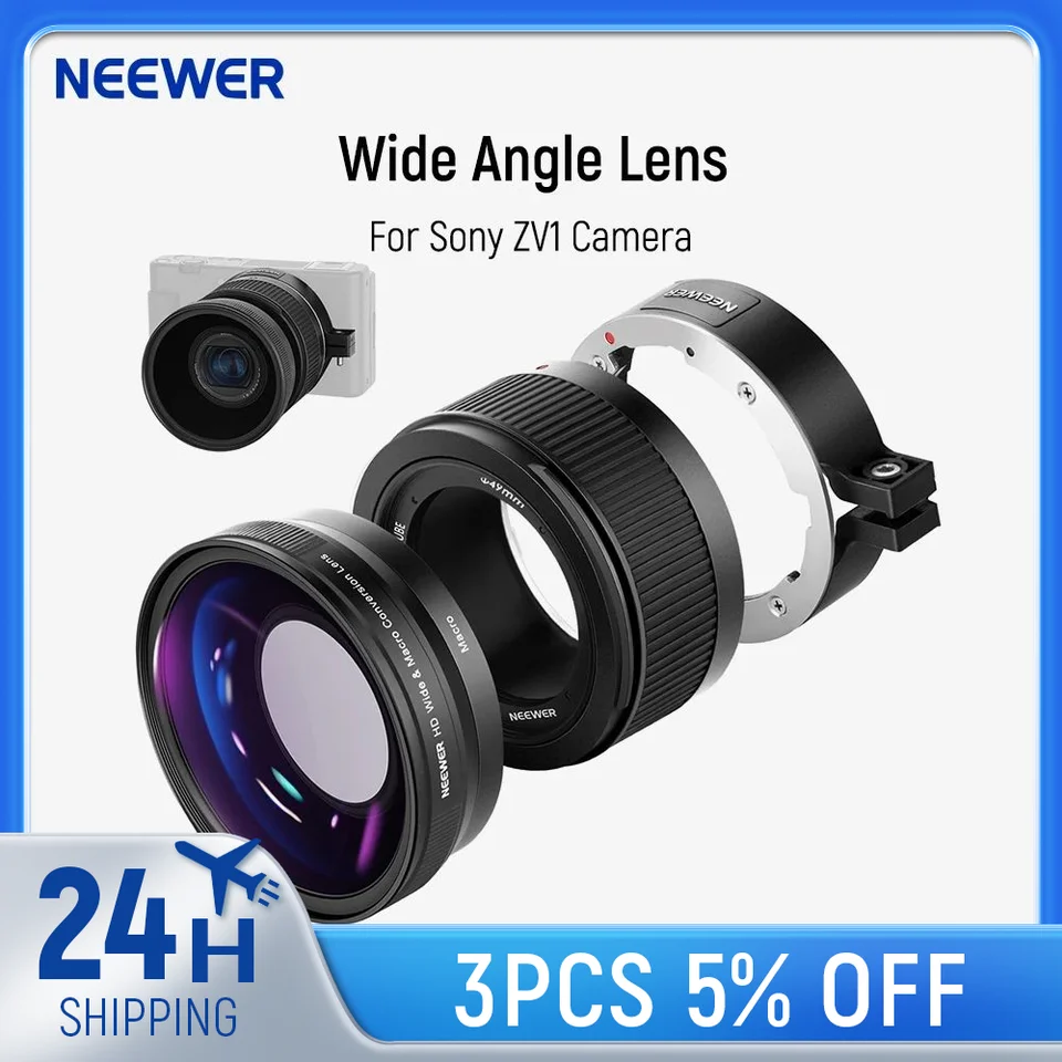 Neewer 広角レンズ Sony ZV1 カメラ用 2-in-1 18mm HD 広角 & 10x