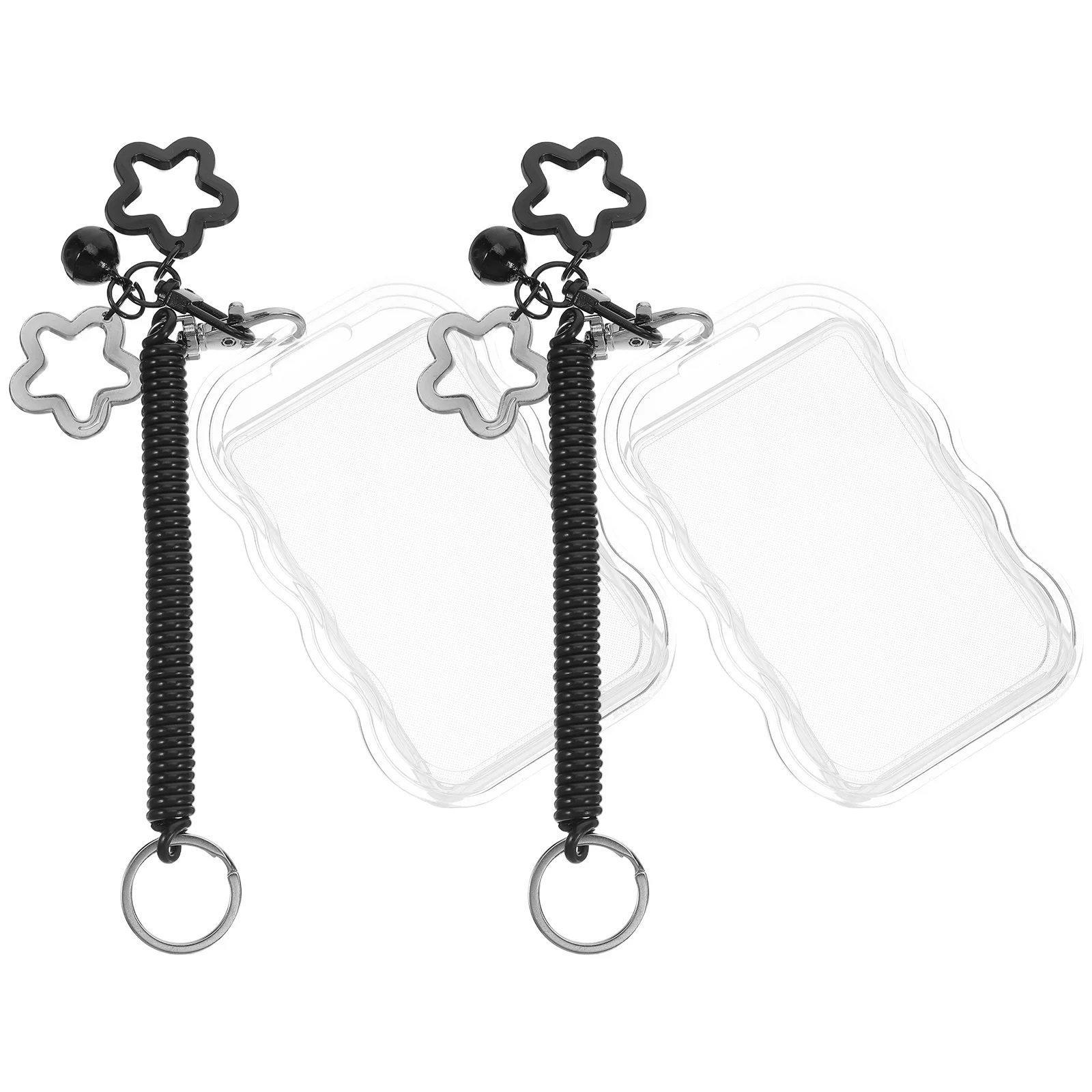 2pcs Keychain Photo Card Holder Clear Acrylic Id Badge Case For School Office Use Transparent Student Card Protector Daily