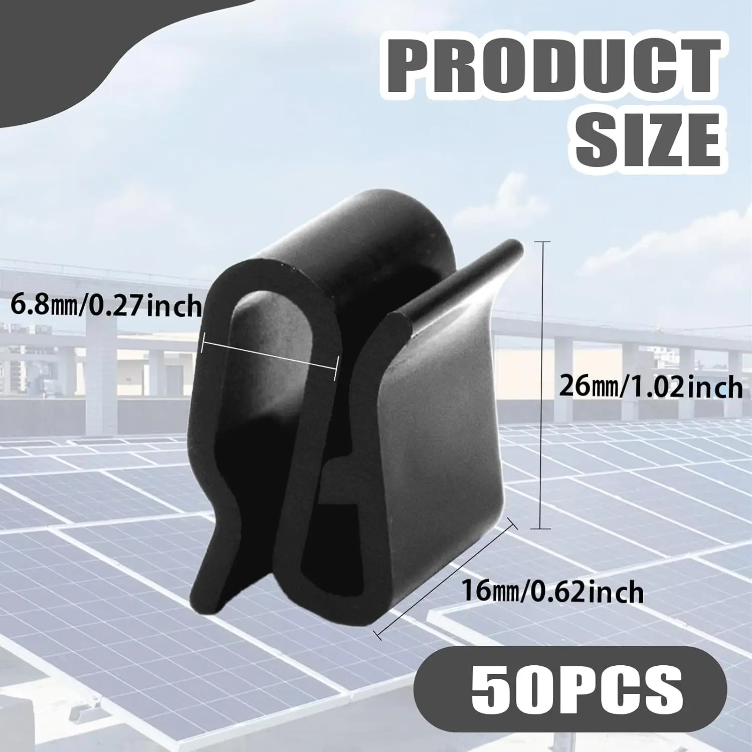 50pcs Photovoltaic System Cable Clips for Managing Wiring on String Inverters Charge Controllers and Battery Banks