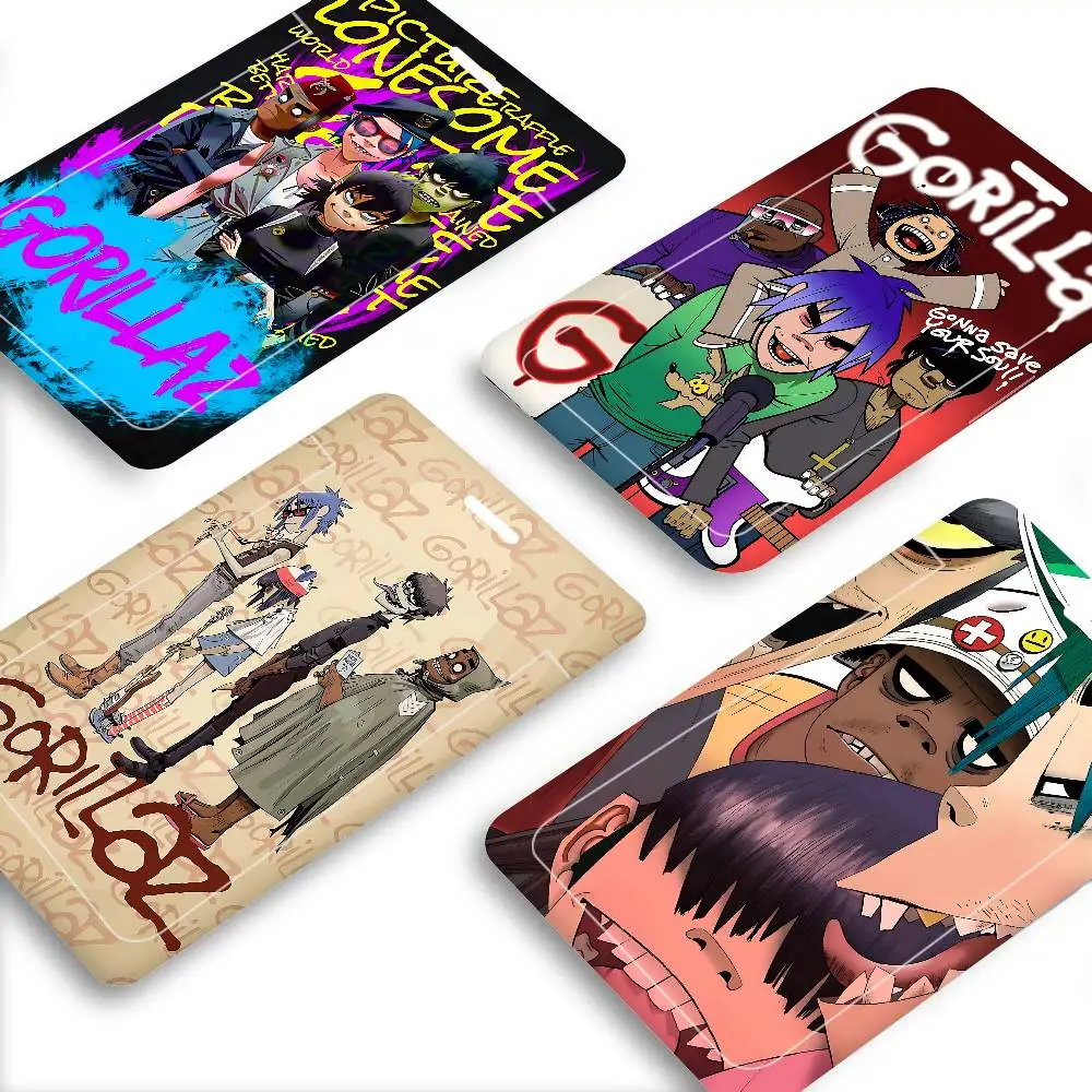 

Band G-Gorillaz Music ID Card Holders Lanyards Girls Door Card Case Hanging Rope Women Badge Holder Neck Strap Business Card