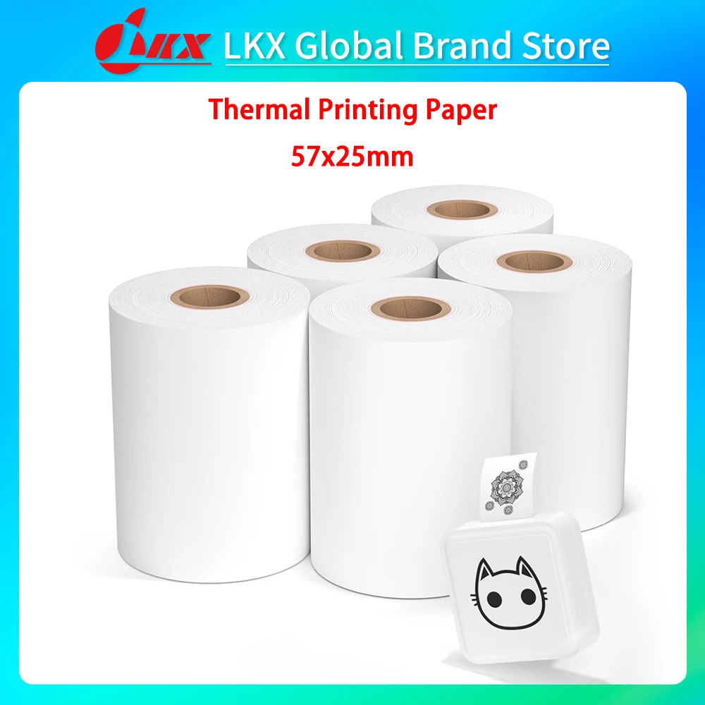 LKX 57x30 มม.การพิมพ์ความร้อนกระดาษฉลากการพิมพ์ความร้อนม้วนกระดาษสําหรับเด็กพิมพ์กล้องฉลากกระดาษสําหรับ peripage A6 a8