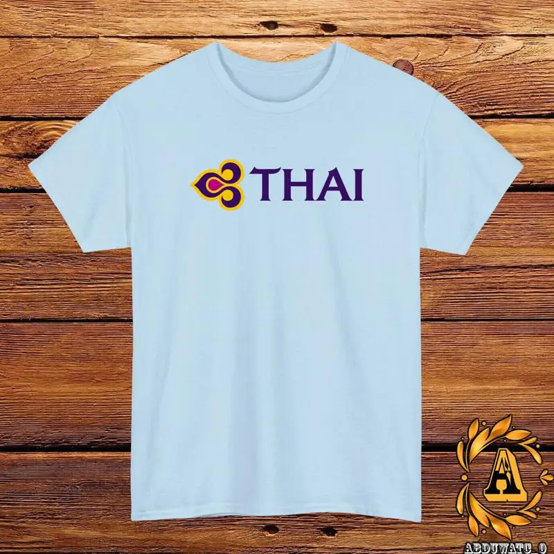 تي شيرت بشعار الخطوط الجوية التايلاندية ريترو أسود رمادي أبيض أحمر كحلي أزرق فاتح