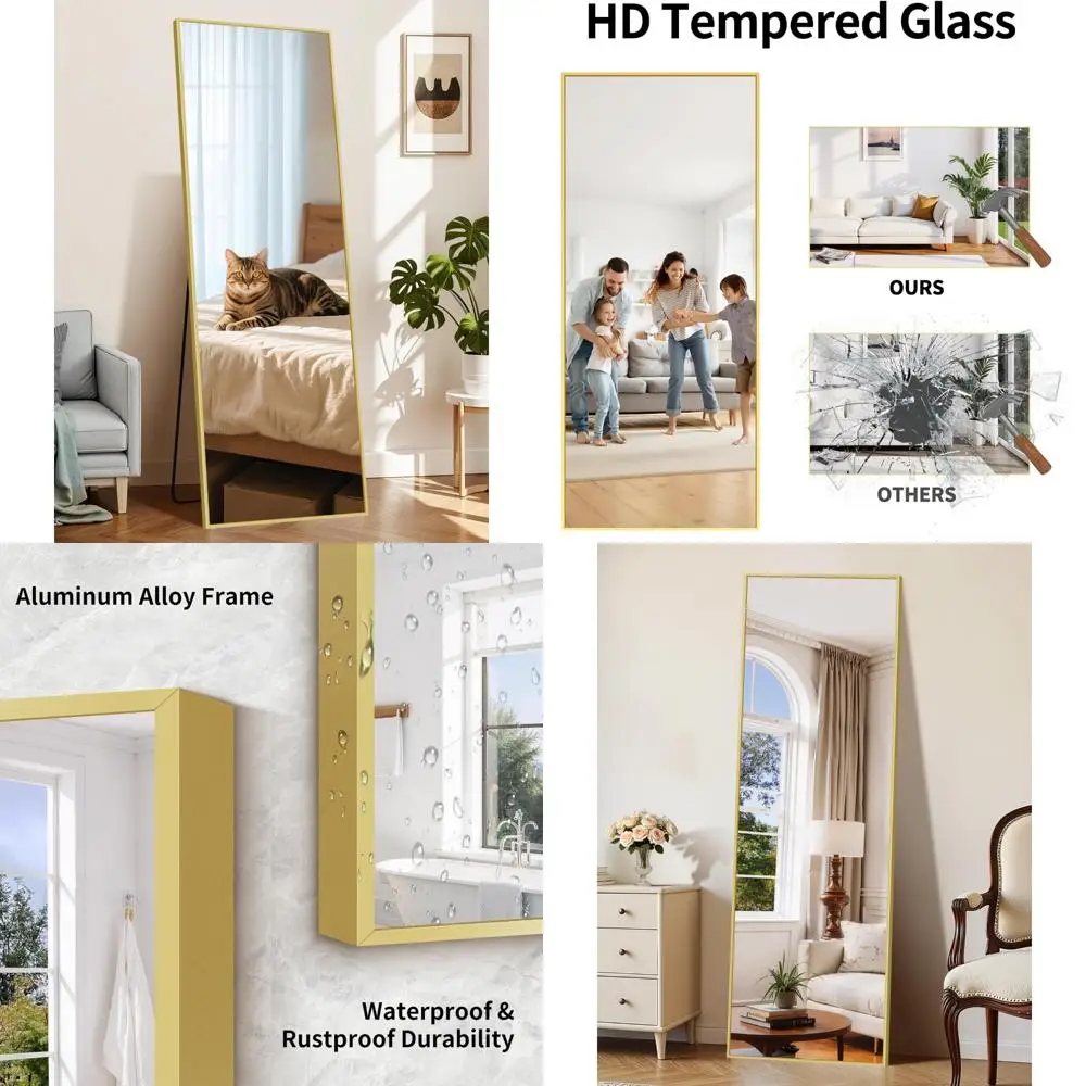 กระจกตั้งพื้นขนาดใหญ่เต็มตัวพร้อมกรอบอลูมิเนียมสำหรับตกแต่งบ้านและติดผนัง - กระจกห้องนอนและห้องนั่งเล่น