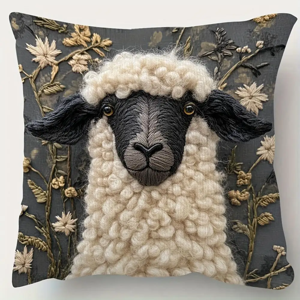 1 قطعة الإبداعية Valais Blacknose الأغنام الوجهين طباعة وسادة غطاء لطيف الألبكة كيس وسادة ديكور المنزل الأنيق المخدة