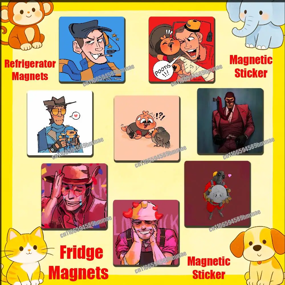 

For Scout Pyro Spy Sniper T-Team Fortress TF2 Fridge Freezer Refrigerator Magnets Kitchen Metal Cabinet Magnetic Sticker Card