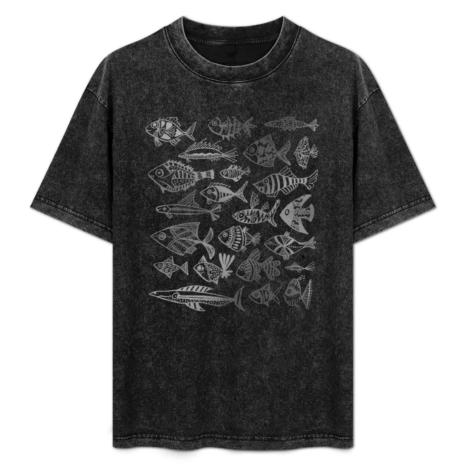 

Silver Inked Fish T-Shirt Aesthetic clothing oversized t shirt clothes for men