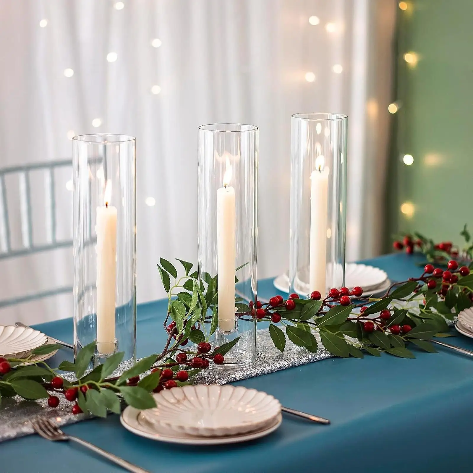 Cylinder Glass Flower Vase Decorative Column Vase Aesthetic Votive Candle Holder for Table Decoration