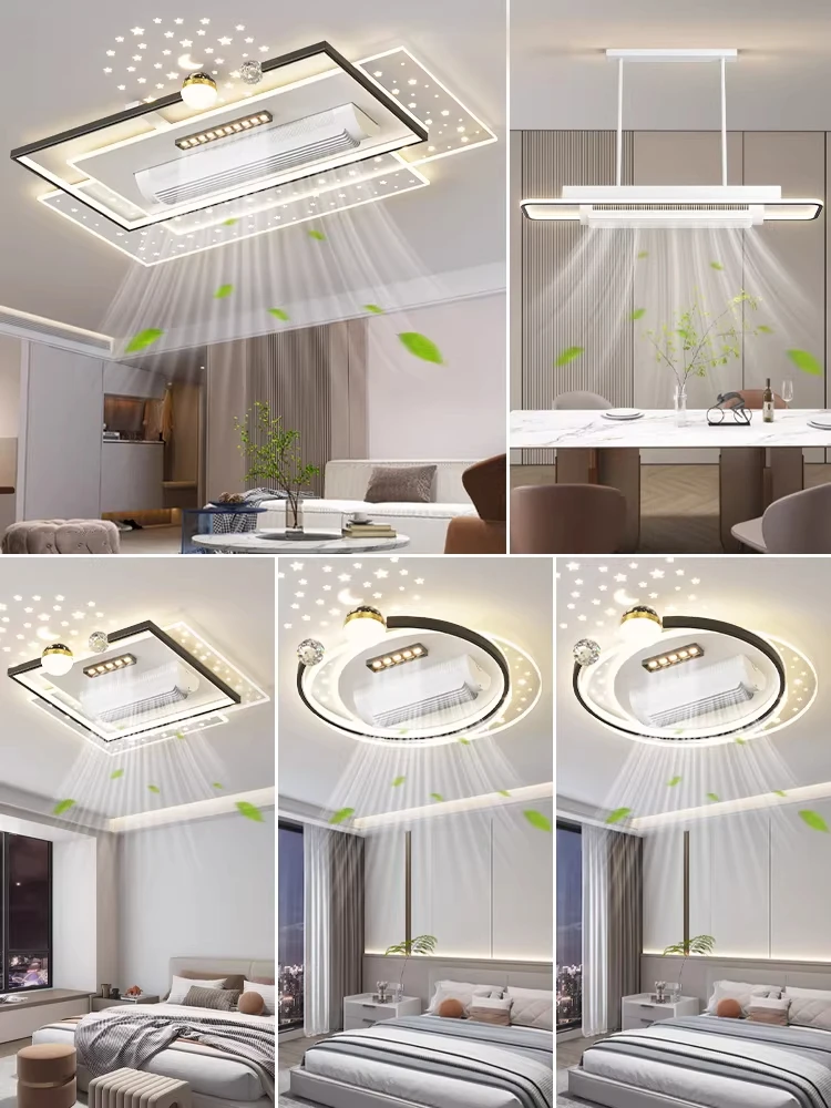 New Style Ultra-Thin Whole-House Lighting, Modern, Minimalist, and Elegant Master Bedroom Ceiling Light with Bladeless Fan 110V