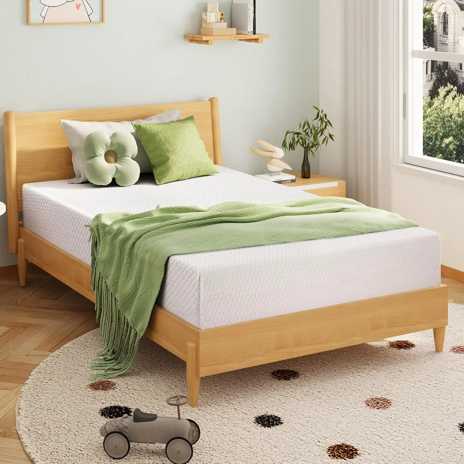 

6-Inch Twin Memory Foam Mattress for Kids, Cooling Green Tea Gel, Medium Firm Support, CertiPUR-US Certified, White