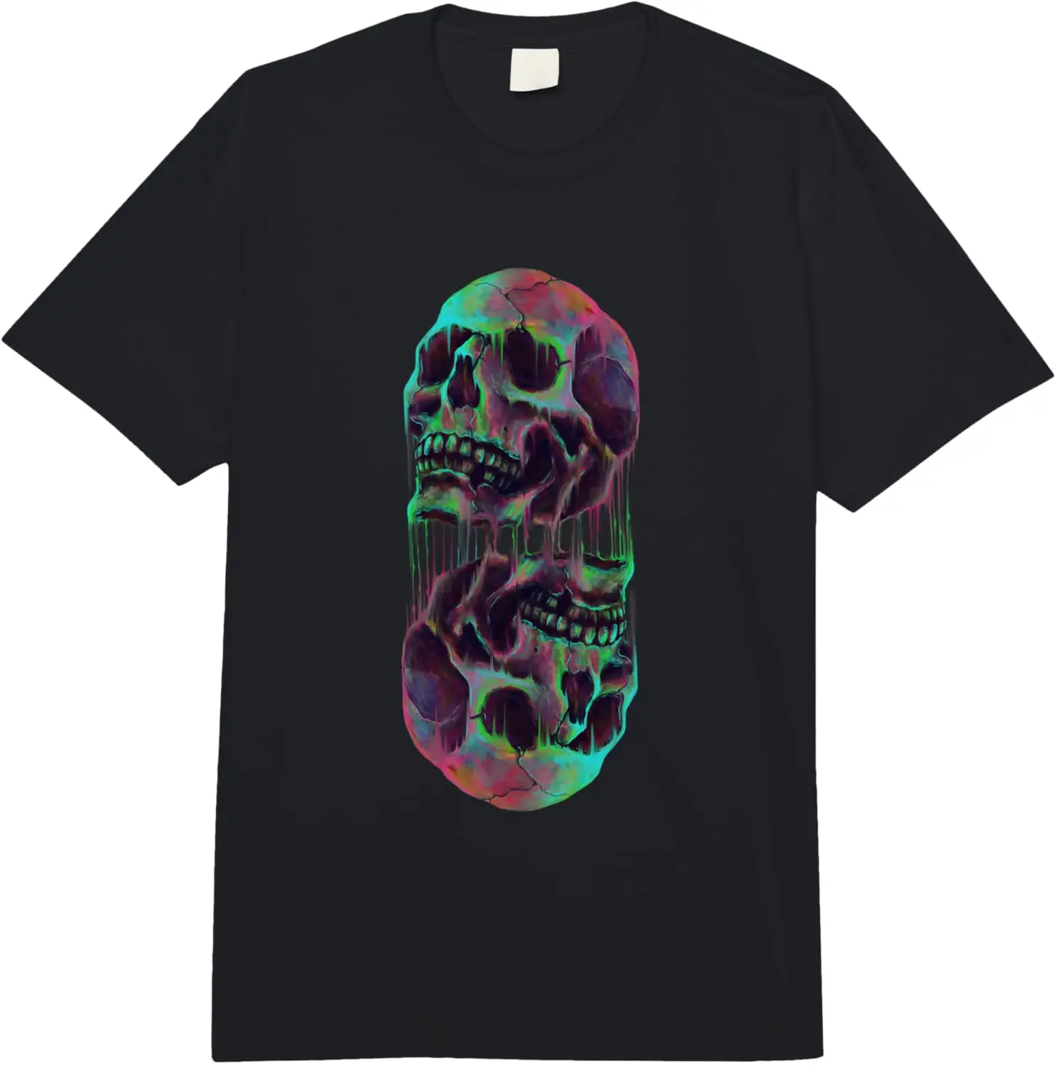 

Футболка для взрослых с изображением черепа, плавящийся синтезатор, комфортные цвета ужасов