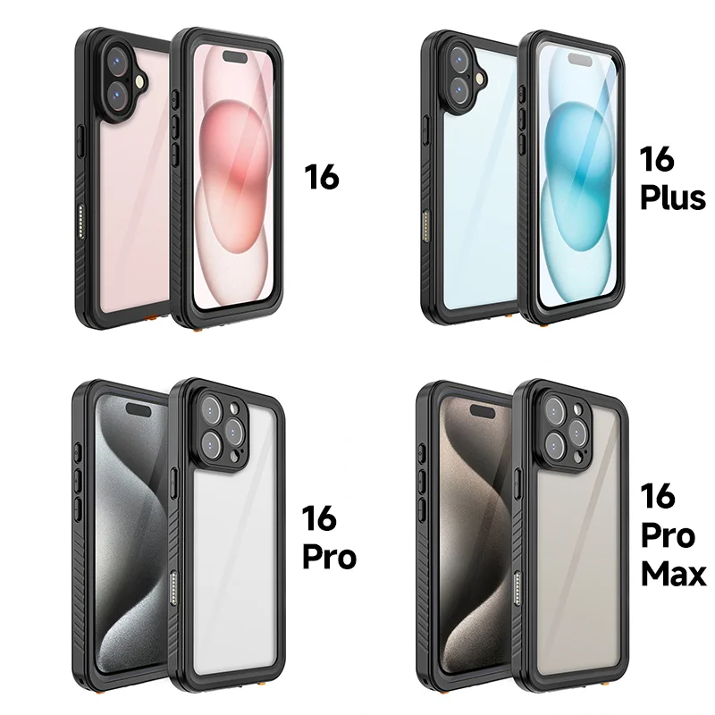 Funda sellable impermeable IP68 para iPhone 16 Series 16/16 Plus/16 Pro/16 Pro Max/16e