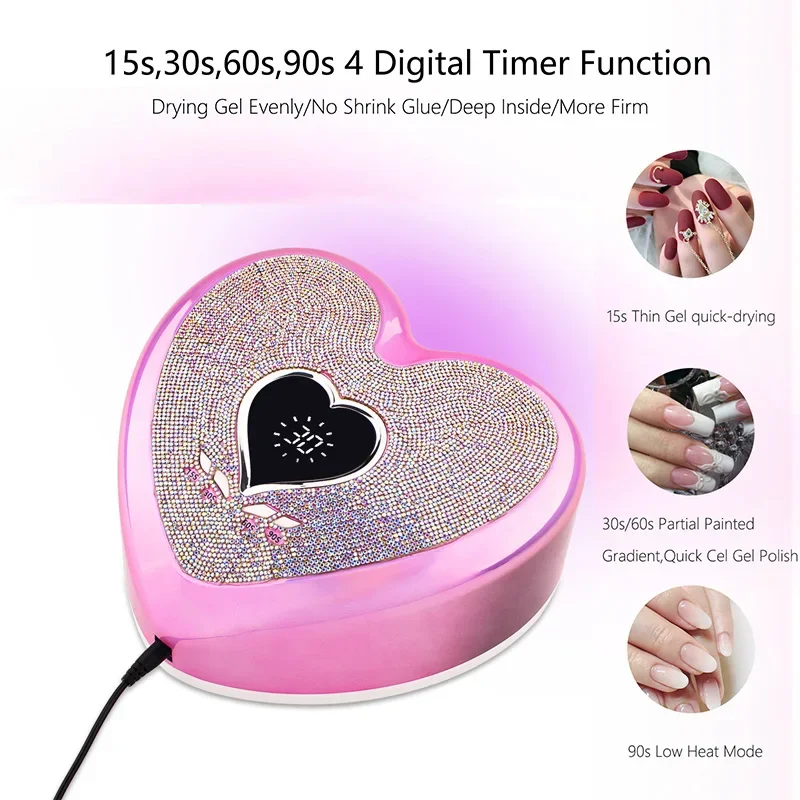 

Professional 96w High Power Heart Shape Diamond UV Nail Lamp Electric Nail Drill 35000 Rpm File Polish Machine LED Nail Lamp