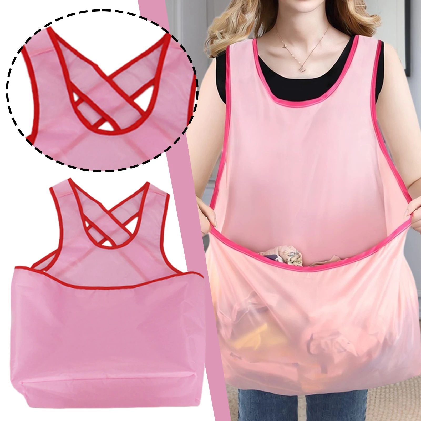 Sleeveless Laundry Apron Pocket Shaped Design Laundry Supplies Mother Gifts Large Capacity Drying Clothes Organizer Comfortable