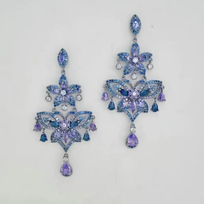 

Роскошные женские серьги Bilincolor с фиолетовым цветком и бабочкой