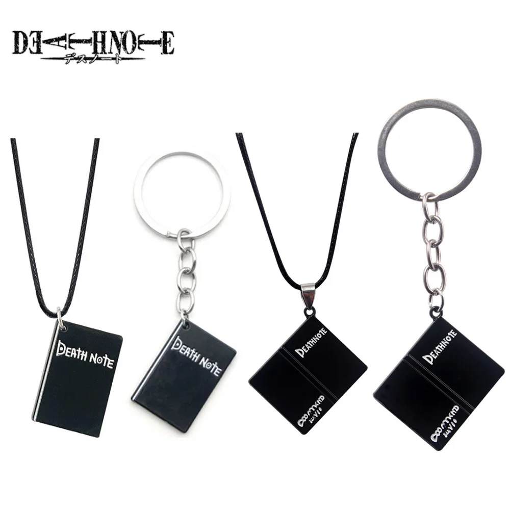 LLavero de Death Note de Anime, pendientes colgantes de cuaderno negro, collar, accesorios de cosplay, llavero para mujeres y hombres, regalos de joyería