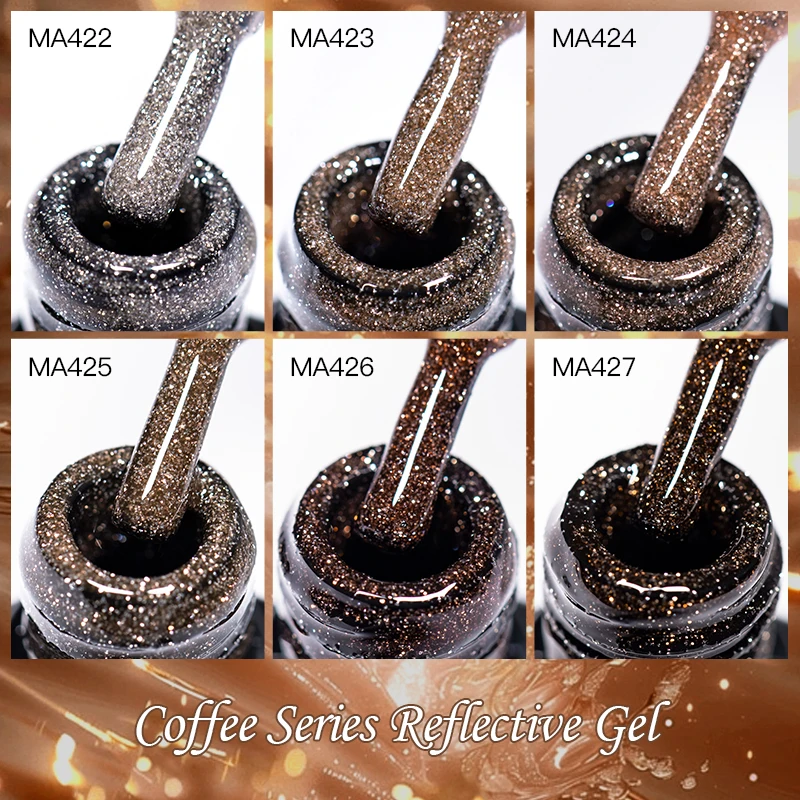 MEET ACROSS 6 Pz/set Serie Caffè Glitter Nail Gel Polish Set FAI DA TE Unghie artistiche Soak Off UV/LED Pittura Scintillante Gel Vernis Kit