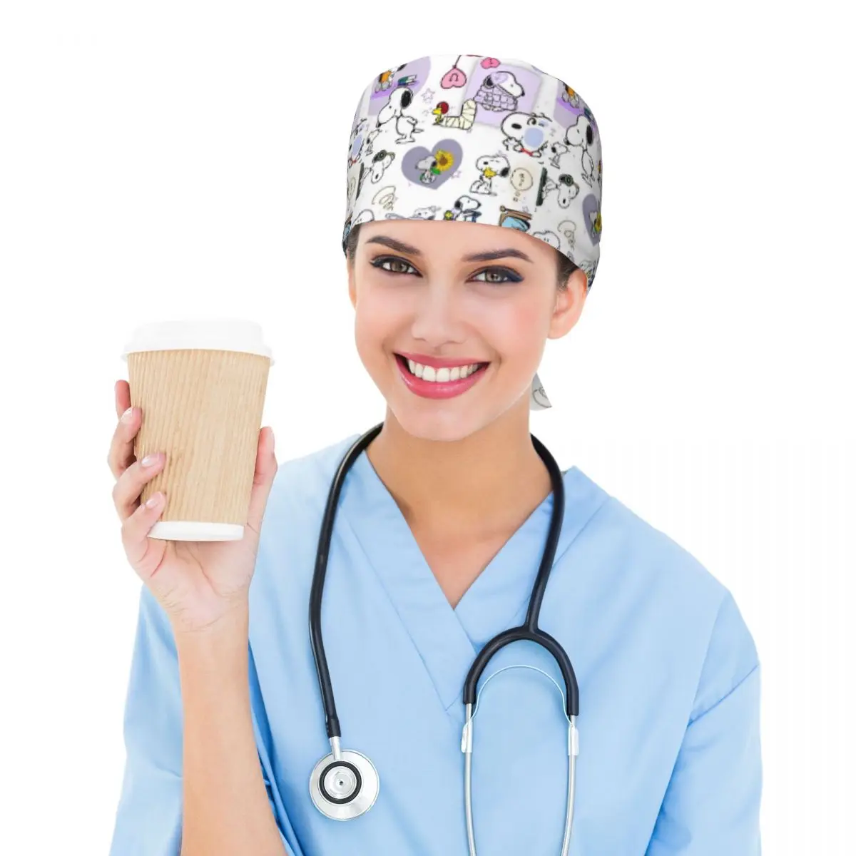 Gorro de trabajo ajustable personalizado con dibujos de S-Snoopys para hombre y mujer, gorros exfoliantes para enfermería, médico, cirujano, para dentista