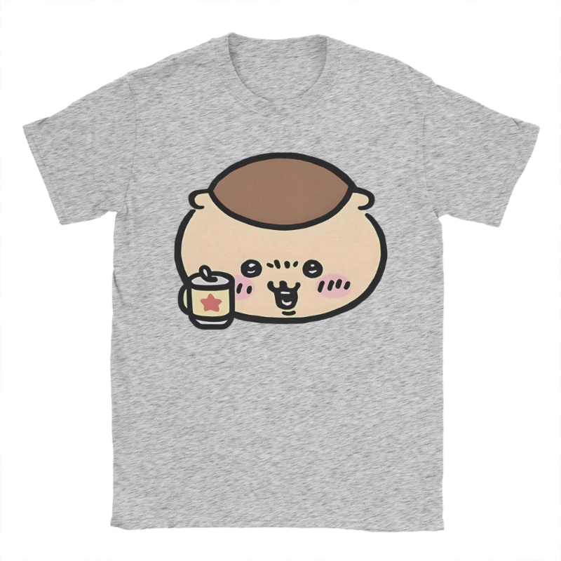 Chiikawas kurimanju تي شيرت الرجال الجدة القطن تي شيرت Crewneck قصيرة الأكمام تي شيرت بلوزات حجم كبير #3