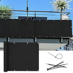 HDPE Black Balcony Privacy Screen Fence Windscreen Cover Fabric Shade Netting UV Protection for Patio Backyard Porch Railing