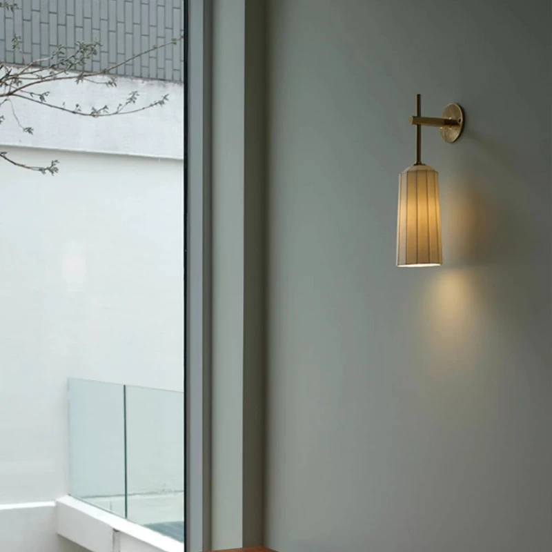 American Minimalist Wall Lamps LED Ceramic Lampshade Restaurant Staircase Balcony Corridor Study Bar