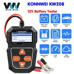 KONNWEI KW208 12V Car Battery Tester Load Tester Automotive Alternator Analyzer Waveform Voltage Test for Car/Motorcycle