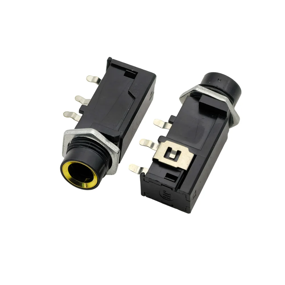 Mono 6.35mm Jack Female Microphone Audio Jacks Connector 3 Pin DIP PCB Panel Mount 1/4inch 6.35 /6.5 Interface with Nut
