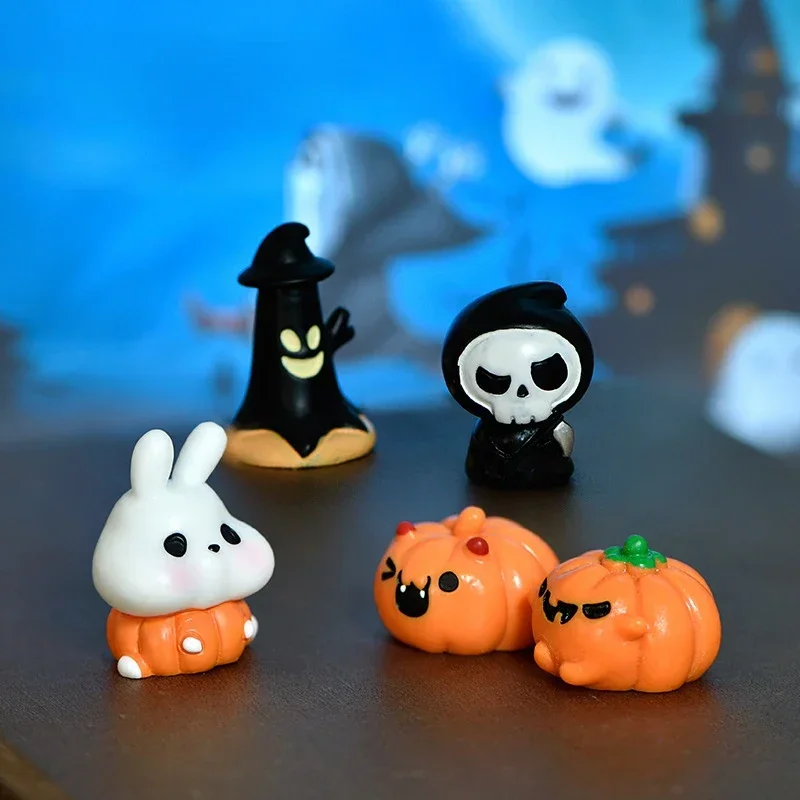 Mini halloweenowe figurki miniaturowe słodkie duch Halloween dyniowe bajkowe miniatury figurki do dekoracji domu DIY rzemiosło żywiczne