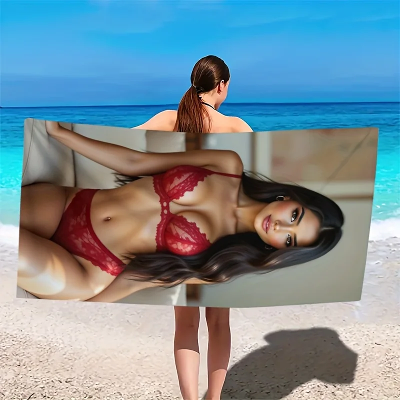1PC Modern Summer Beach Towel Rectangular Quick-Dry Absorbent for Travel, Beach, Camping, Bathroom, Family Gatherings & Parties