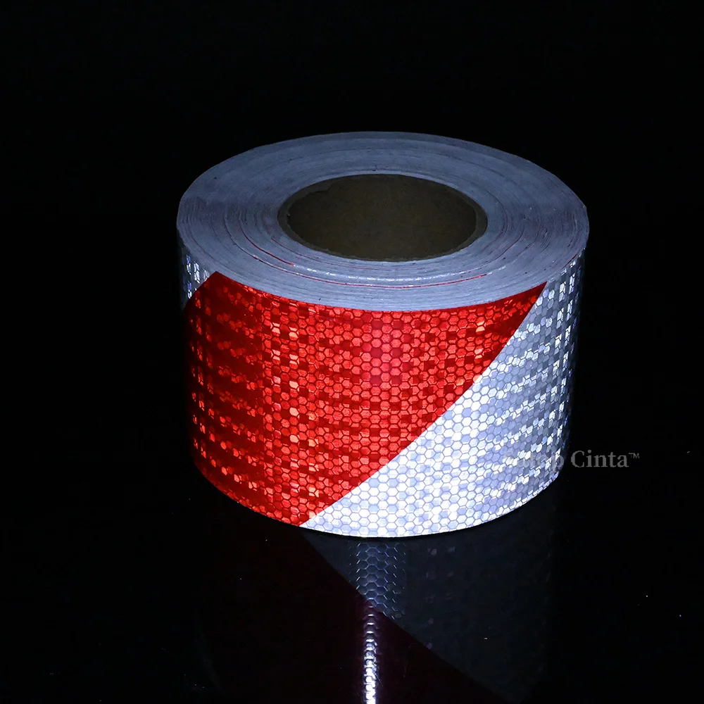 10cmx10m Red White Left Right Strips Shinny Reflector Stickers Warning Sign Conspicuity Reflective Marking Tapes For Road Safety