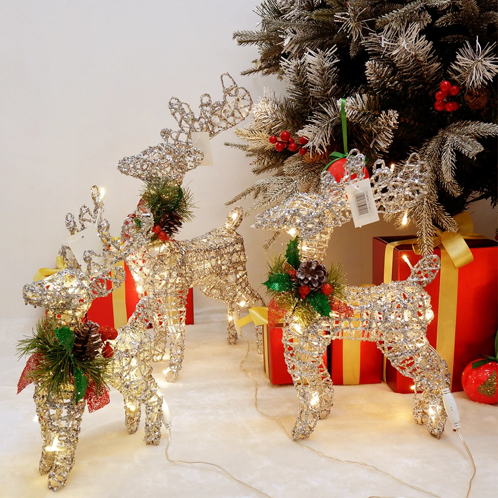 Bright Large Outdoor Christmas Reindeer Hristmas Decoration Maison 2024 Elk LED Home Decor Light with Decor Pine Room Decoration