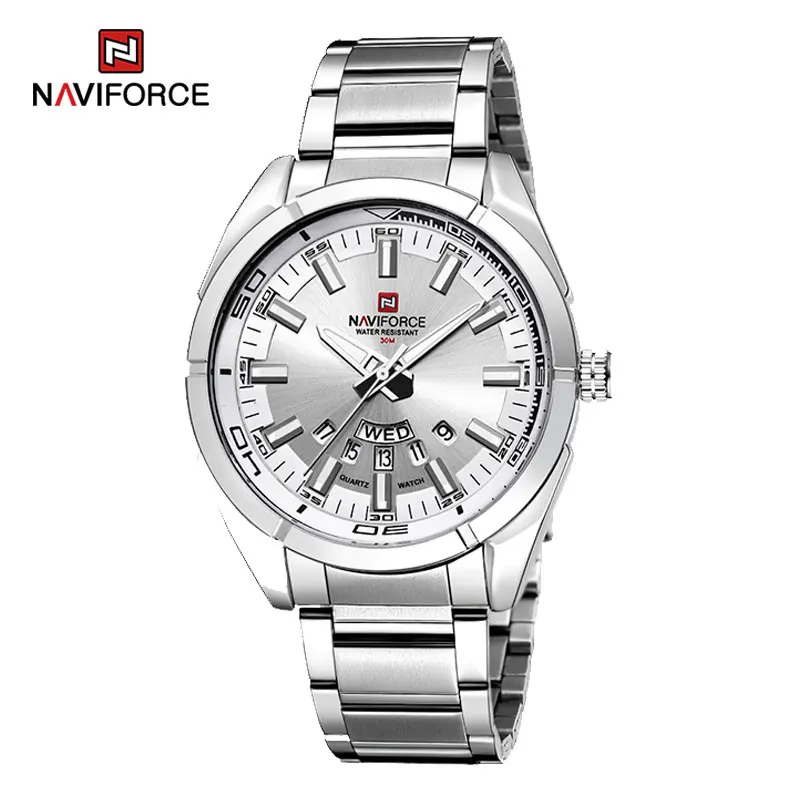 NAVIFORCE Watch Men Fashion Stainless Steel Waterproof Casual Wristwatch Quartz Calendar Sport Military Clock Relogio Masculino