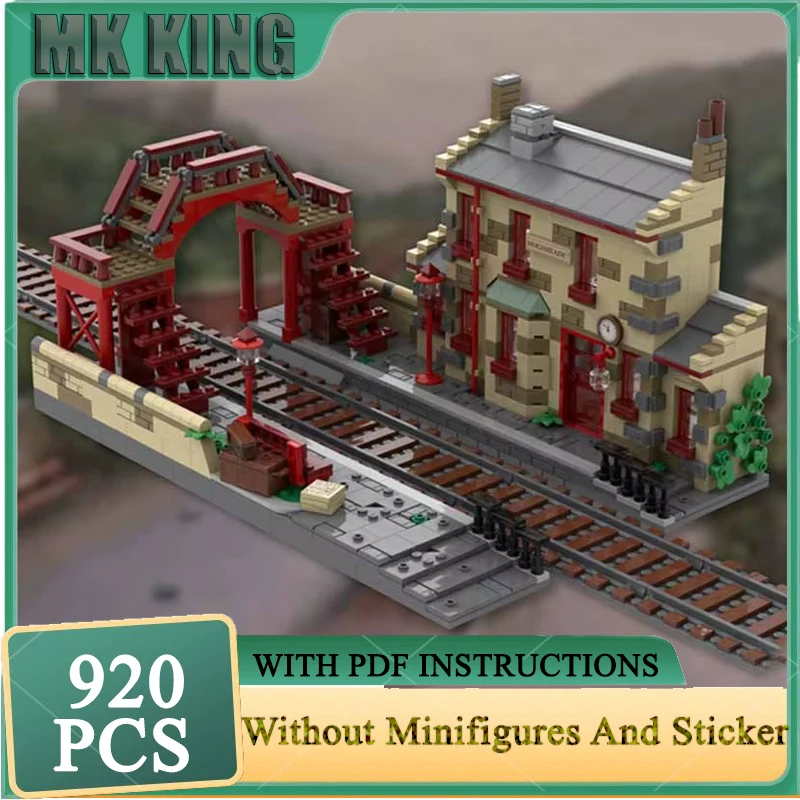

Moc Building Block City Street View Hogsmeade Station Модель Технология Кирпич DIY Сборка Модульная игрушка Модель железного поезда Подарки