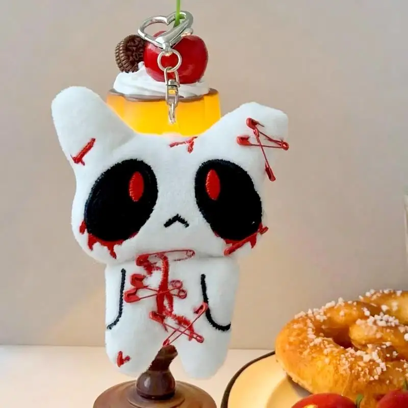 

Ghost Doll Key Chain Halloween Plush Bloody Doll Gothic Style Scary Backpack Pendant Heart Buckle Pendant Backpack Cosplay Decor