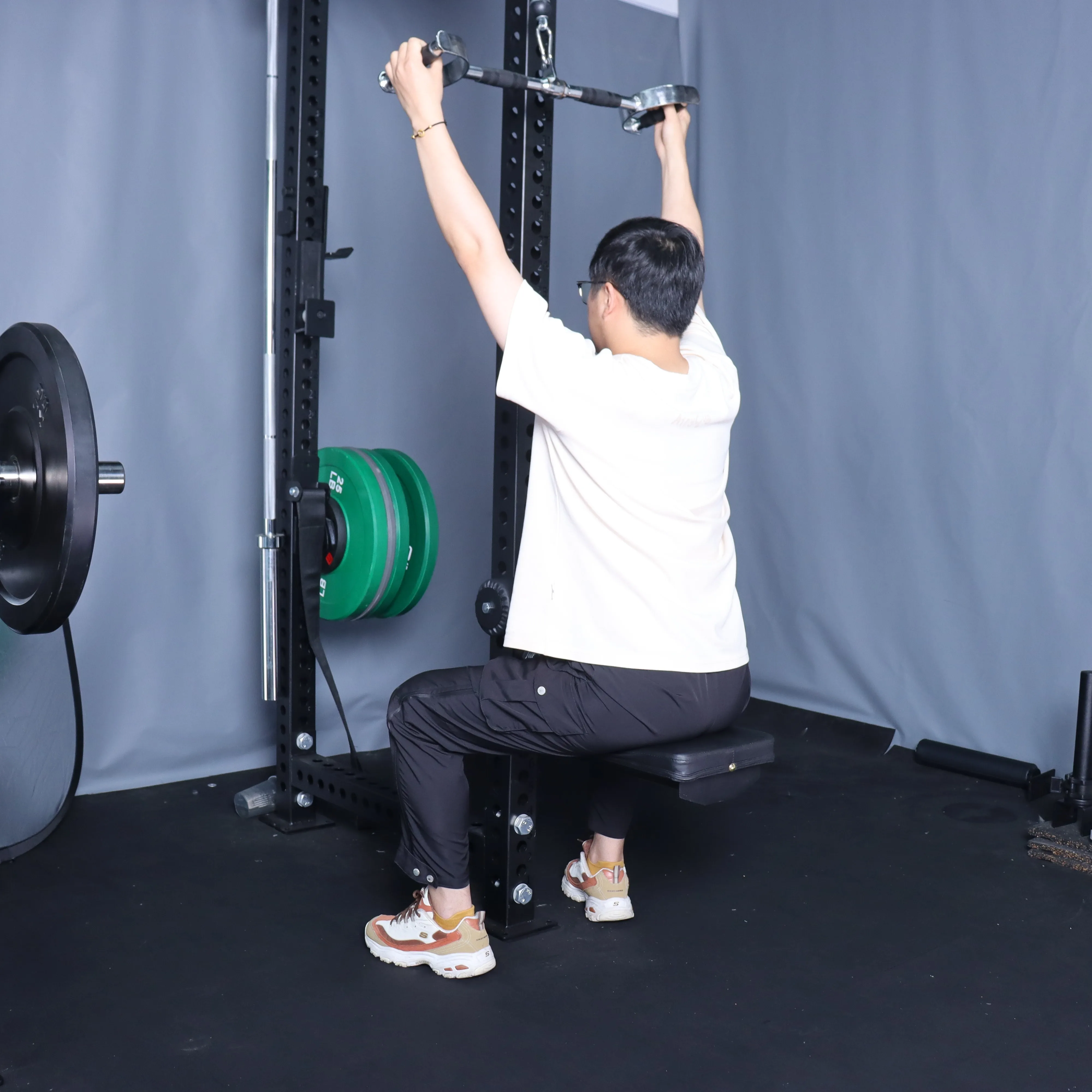 Rack Mount Lat Pull-down Seat Attachment - Versatile Gym Equipment For Targeted Back And Lat Exercises