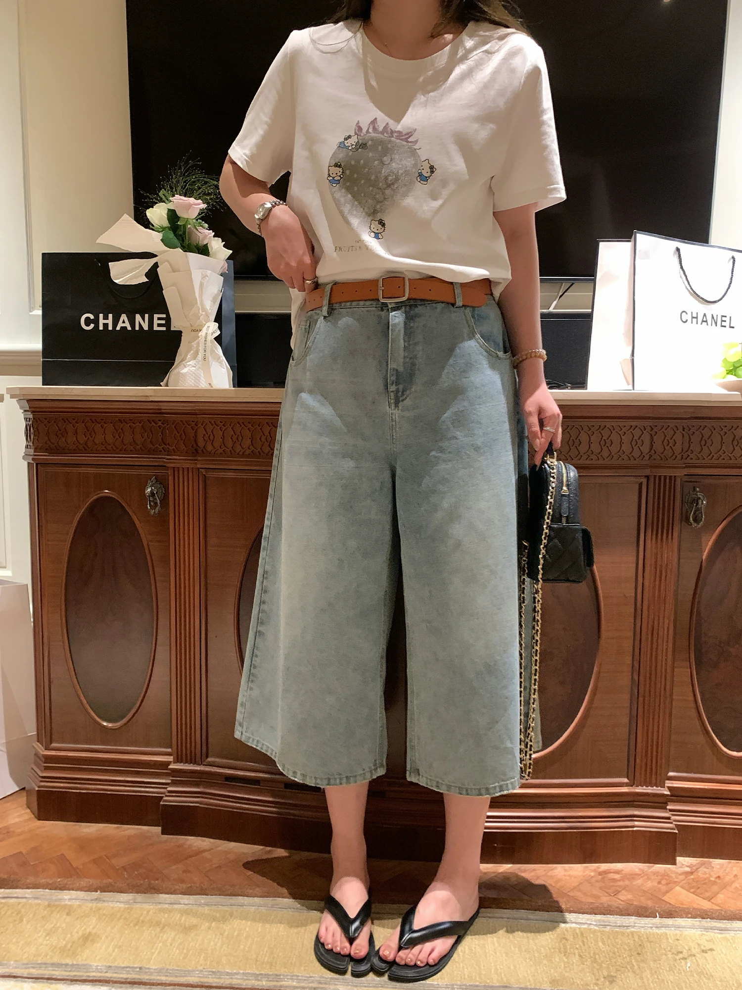 

Джинсы NAZ с высокой талией, широкими штанинами, длиной 7/8, прямого кроя, в стиле ретро, больших размеров, летние, модные, женские.