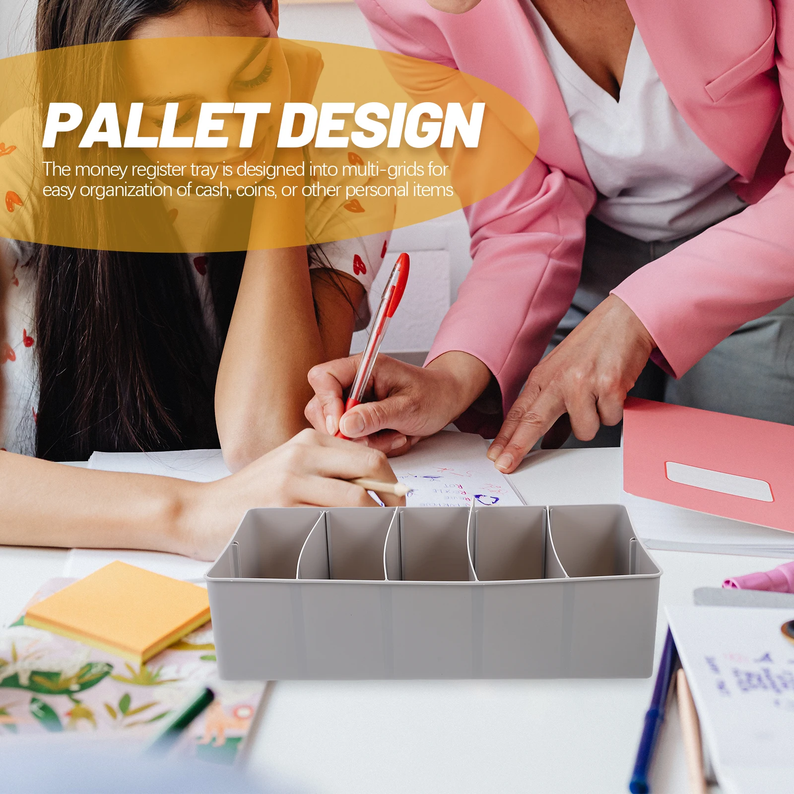 

Coin Box Multi-Grid Cash Organizer Tray For Office Desk Money Holder Desktop File Organizer Storage Case