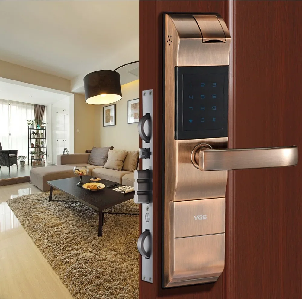 YGS Biometric Fingerprint Cheap Battery Powered Fingerprint Password Card Apartment Indoor Panel Door Smart