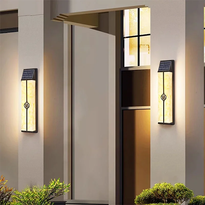 TEMOU Contemporary Solar Outdoor Wall Lamps Simplicity Waterproof Balcony Hallway Courtyard Villa Gate Hotel