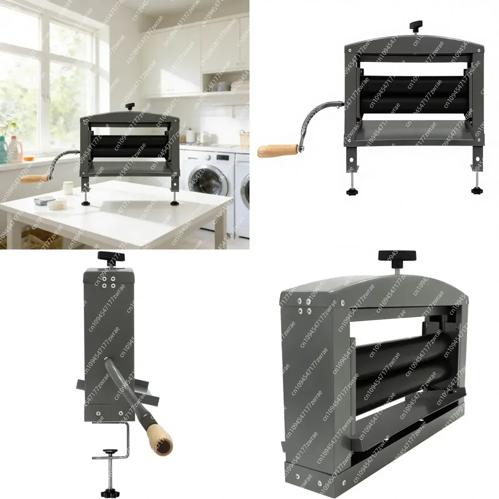 Manual Hand Crank Heavy Duty Portable Clothes Wringer Carbon Steel Grid Rollers Removes 95% Water For Camping RV Travel Car