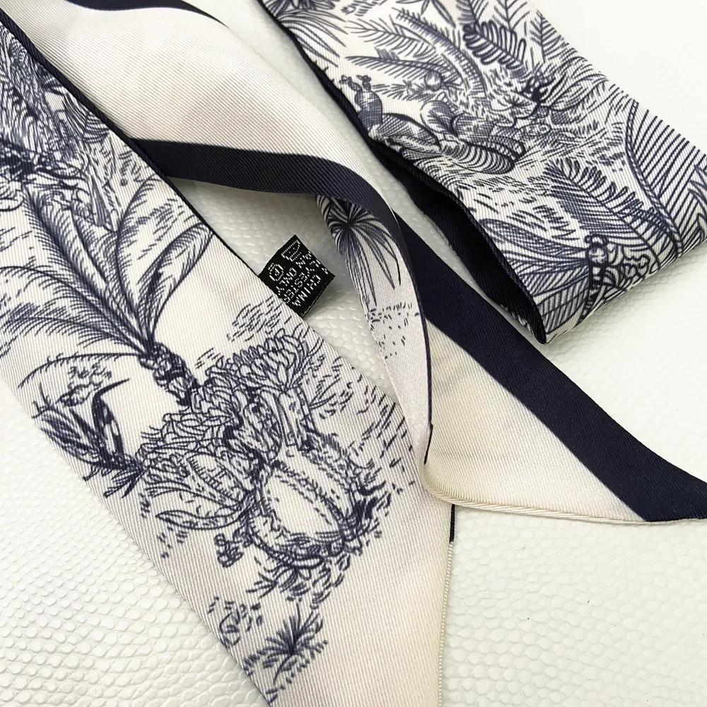 Spring Luxry Design Women Silk Ribbon Scarf Handbag Handle Wrap Bag Ribbon Scarf Women Girls Head Hair Wrist Ribbon Scarf