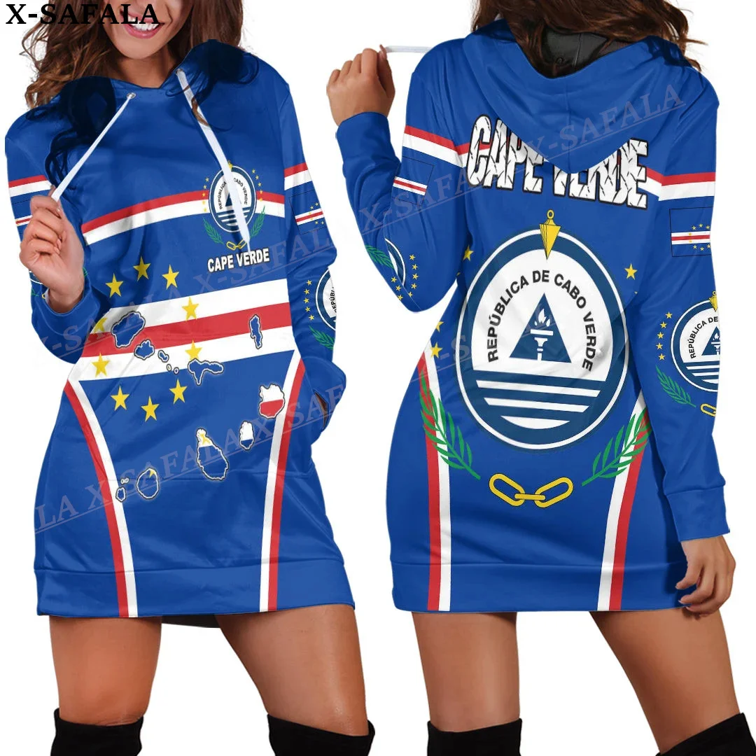 

Cape Verde Coat Of Arms Flag Print Fashion Slim Hoodie Dress Women Casual Wear Long Sleeve Hooded Sweatshirt Pullover-1