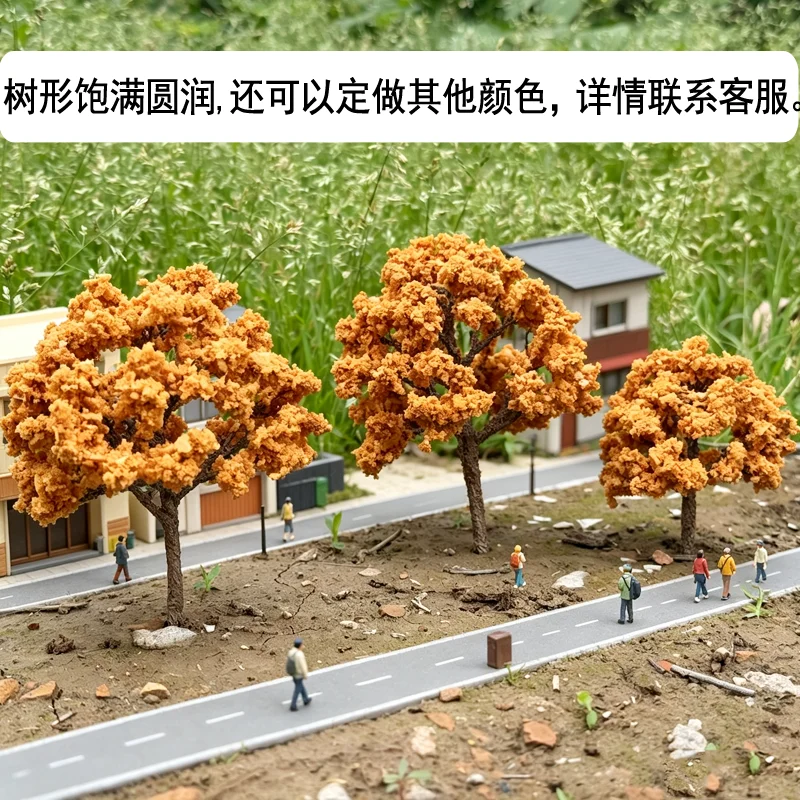 Miniature Simulation Autumn Broadleaf Tree Model Micro-Landscape Platform Diy Craft Material Sand Table Train And Railway Layout