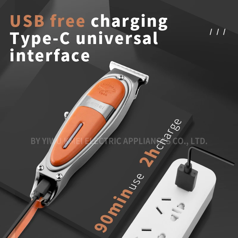 Original Kemei ที่มีประสิทธิภาพตัดผมโลหะผม Trimmer สำหรับชายไฟฟ้า Body เครื่องเล็มหนวดแบบชาร์จไฟได้ Clipper ตัดผม