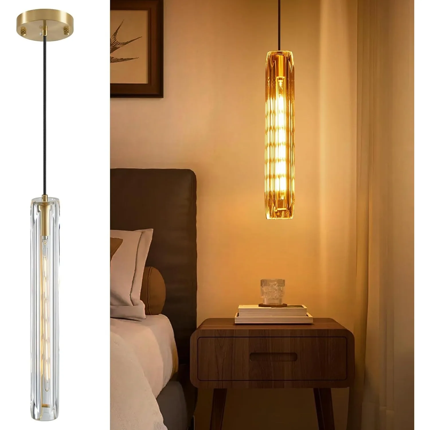 

Glass Crystal Pendant Light Gold Black Copper Nordic Led Pendant Lights Round Long Lamp for Living Room Decor Dining Room Light