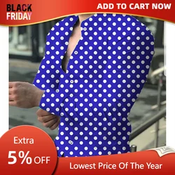 Polka dot lapel men's shirt casual comfortable Hawaiian everyday long sleeve shirt stylish button down large size design