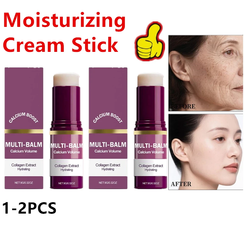 Anti-Aging Calcium Multi Balm Hydrating Firming Volume Soothing Dryness Repair Brighten Skin Tone Deep Moisturizing Cream Stick