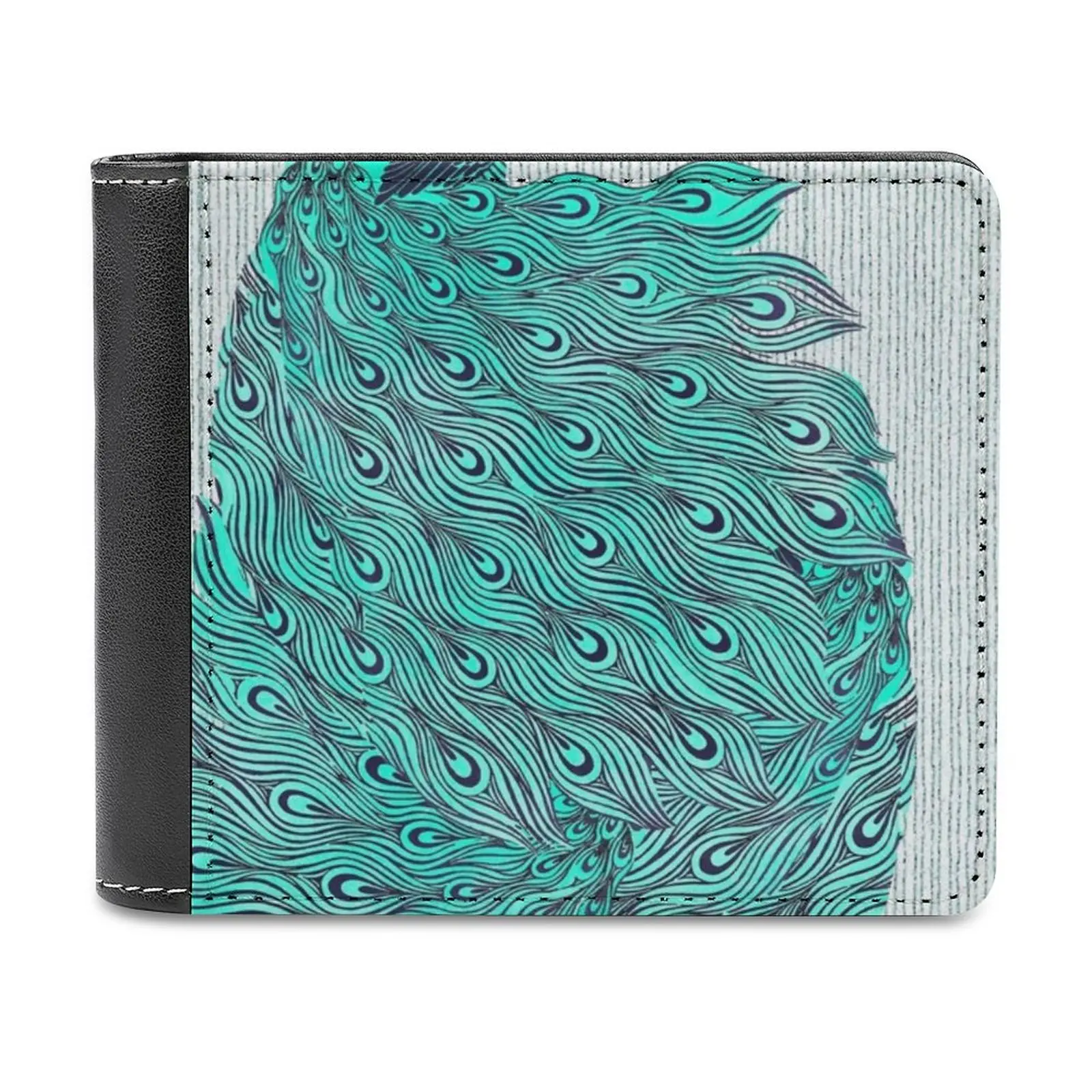 

A Very Very Peacock Men Wallet Pu Leather Short Male Purses Credit Card Wallet For Men Money Bag Peacock Bird Blue Green Nature